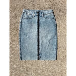 Wild Fable Skirt Women Size XS Light Wash Denim Front Back Full Zip Midi Grunge
